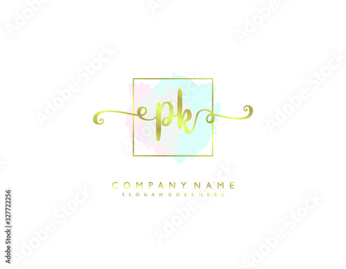 PK initial letter elegant handwriting logo collection