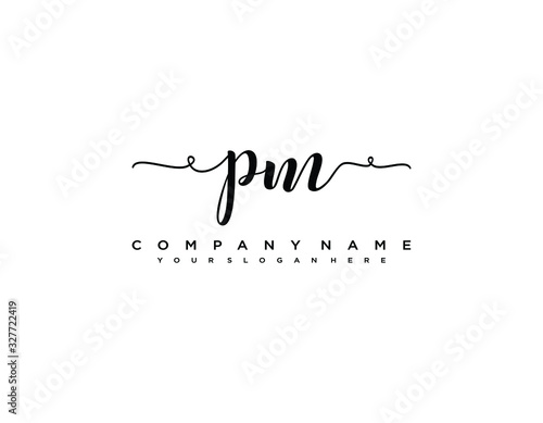 PM initial letter elegant handwriting logo collection