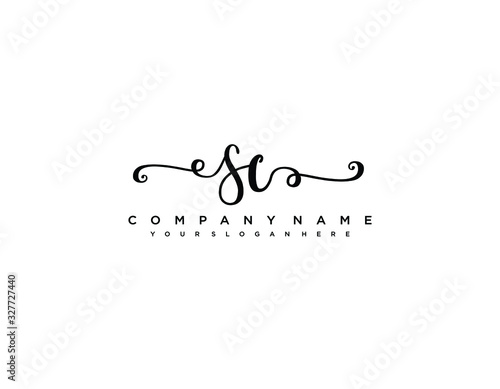 SC initial letter elegant handwriting logo collection