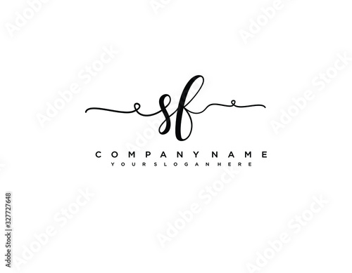 SF initial letter elegant handwriting logo collection