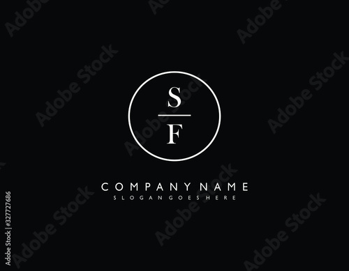 SF initial letter elegant handwriting logo collection