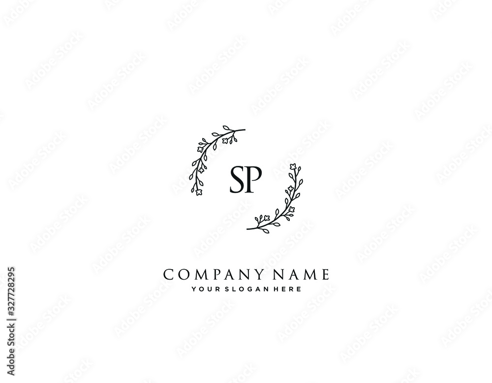 SP initial letter elegant handwriting logo collection Stock Vector