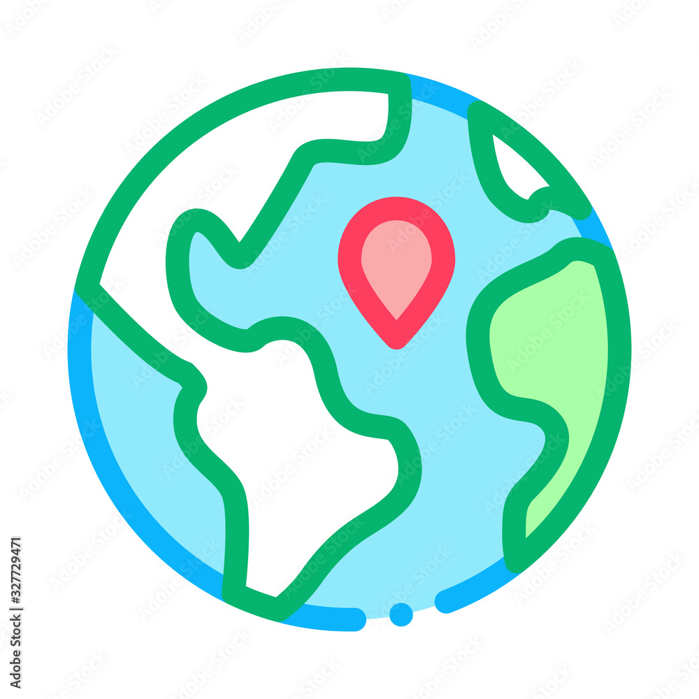 Earth Planet Topography Icon Thin Line Vector. Planet Globe, Sphere With Continents And Ocean, Geography Mockup Color Symbol Illustration Earth Planet Topography Icon Thin Line Vector. Planet Globe, Sphere With Continents And Ocean, Geography Mockup Color Symbol Illustration