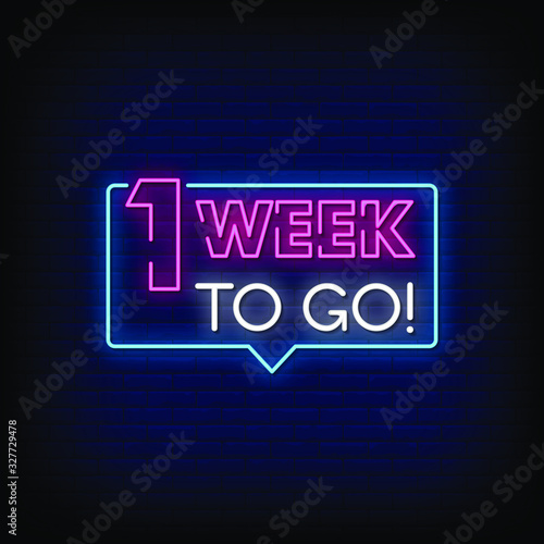 1 Week to go Neon Signs Style Text Vector