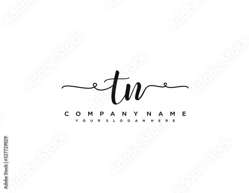 TN initial letter elegant handwriting logo collection