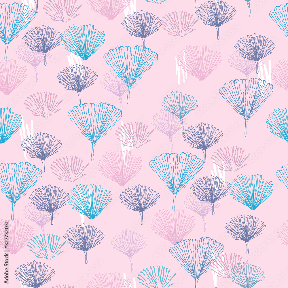 seamless pattern with flowers. Endless texture with abstract flower, coral seamless pattern with flowers. Endless texture with abstract flower, coral