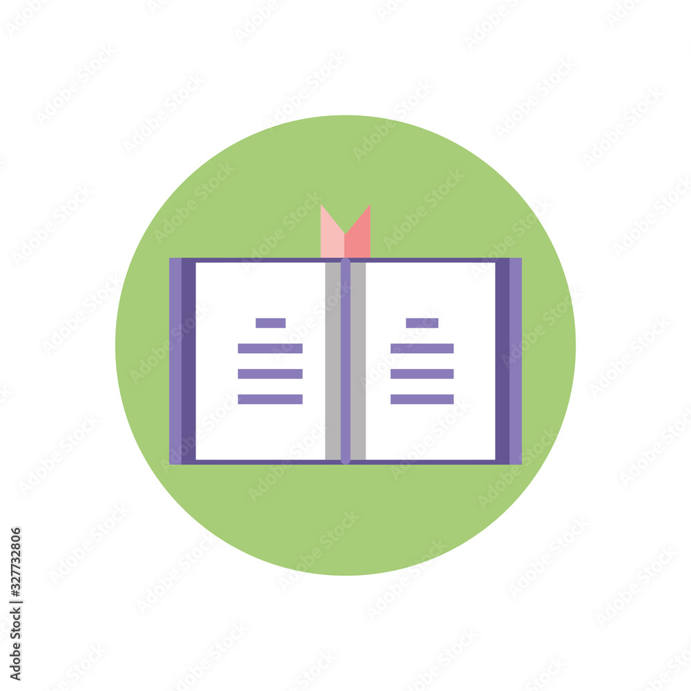 Fototapeta premium academic opened book, block style icon