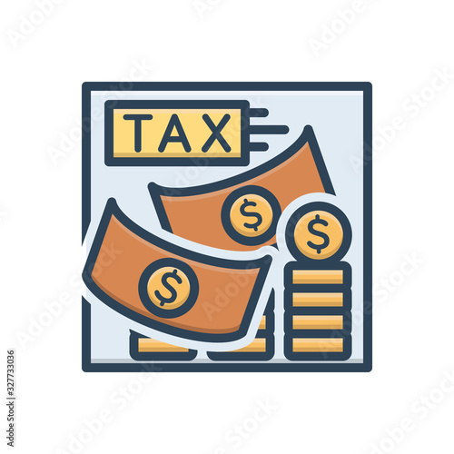 Color illustration icon for tax taxation 