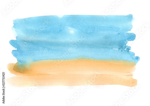 Abstract brown and blue watercolor painting brush stroke background.