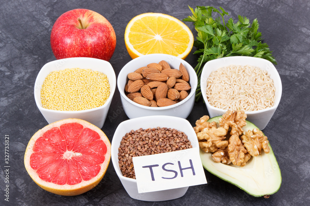 Best nutritious food for healthy thyroid. Natural eating as source vitamins