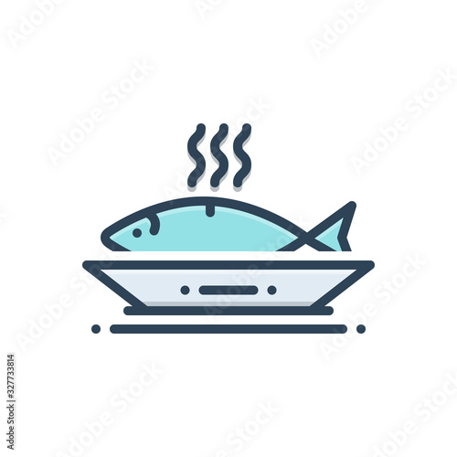 Color illustration icon for ceviche 