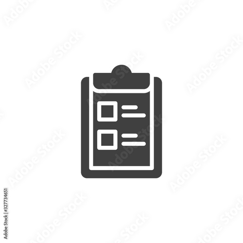 Questionnaire list vector icon. To do list filled flat sign for mobile concept and web design. Clipboard checklist glyph icon. Symbol, logo illustration. Vector graphics
