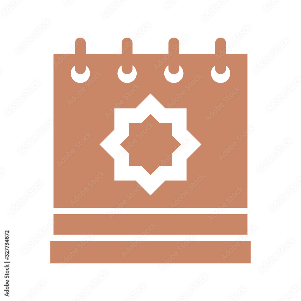 calendar with islamic star icon, silhouette style design calendar with islamic star icon, silhouette style design