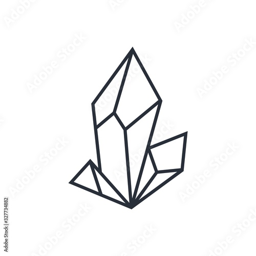 Crystal. Mineral. Simple vector linear icon isolated on white background.