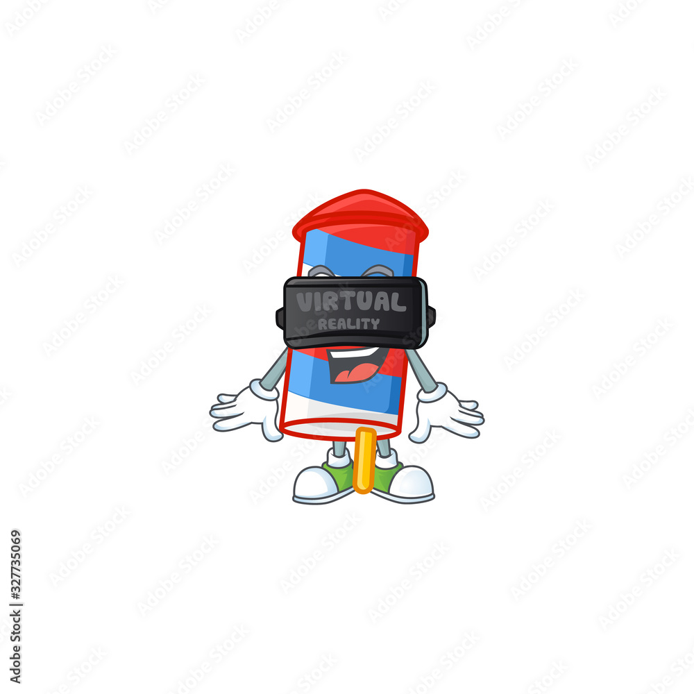 A smart character of rocket USA stripes with Virtual reality headset A smart character of rocket USA stripes with Virtual reality headset