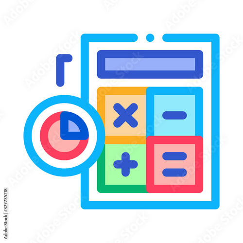 Calculator For Statistician Icon Thin Line Vector. Calculator Electronic Device Equipment For Calculations Color Symbol Illustration