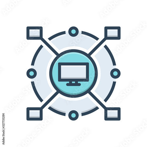 Color illustration icon for computerized 
