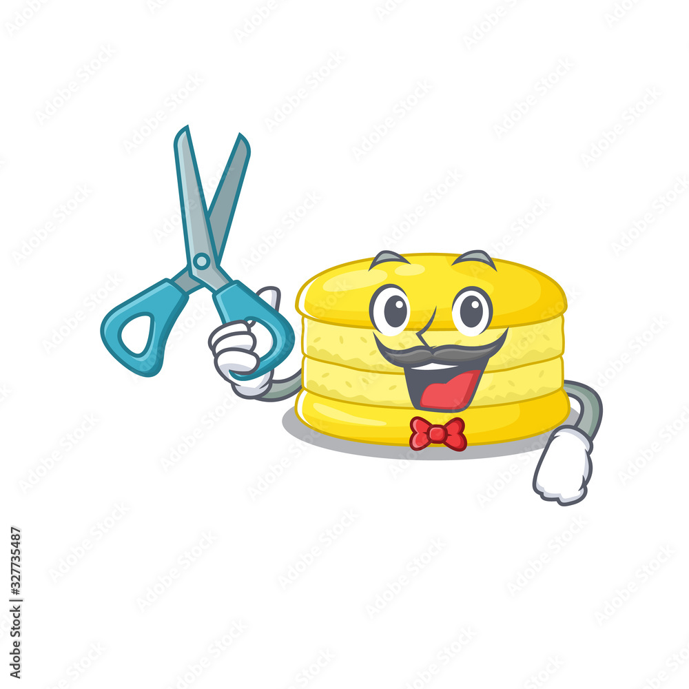 Obraz premium Cartoon character of Sporty Barber lemon macaron design style