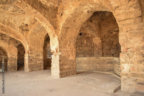 Old Historical Golconda Fort Corridor in India Background stock photograph
