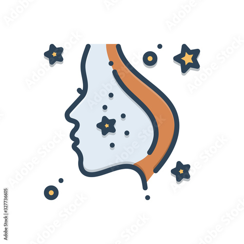 Color illustration icon for derma face 