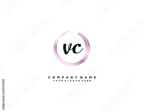 VC initial letter elegant handwriting logo collection