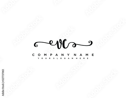 VC initial letter elegant handwriting logo collection