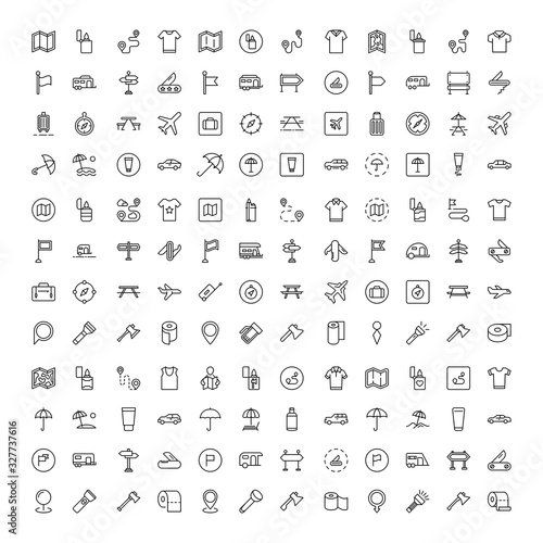 Travel set line icons