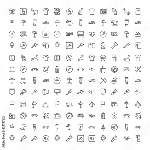 Travel set line icons