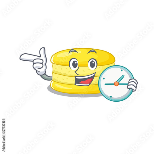 cartoon character concept lemon macaron having clock