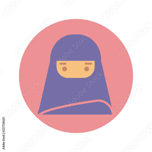 woman with burka icon, block style design