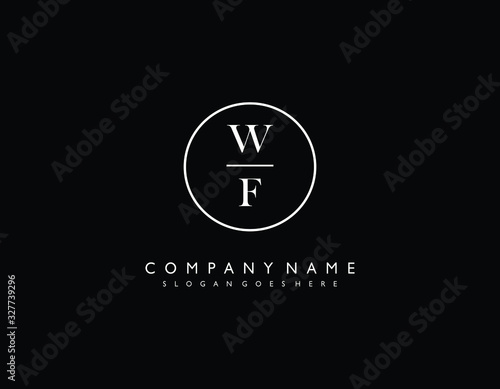 WF initial letter elegant handwriting logo collection