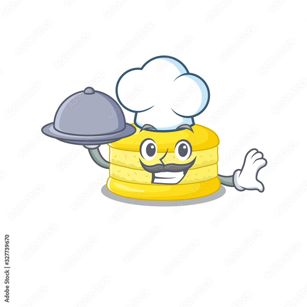A picture of lemon macaron as a Chef serving food on tray A picture of lemon macaron as a Chef serving food on tray