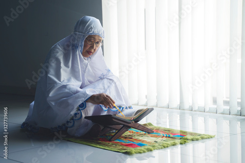 Принти на полотні Senior muslim woman recites quran
