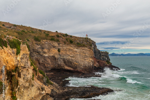 Scenic view of Taiaroa Head lighthouse, Otago Peninsula, New Zealand