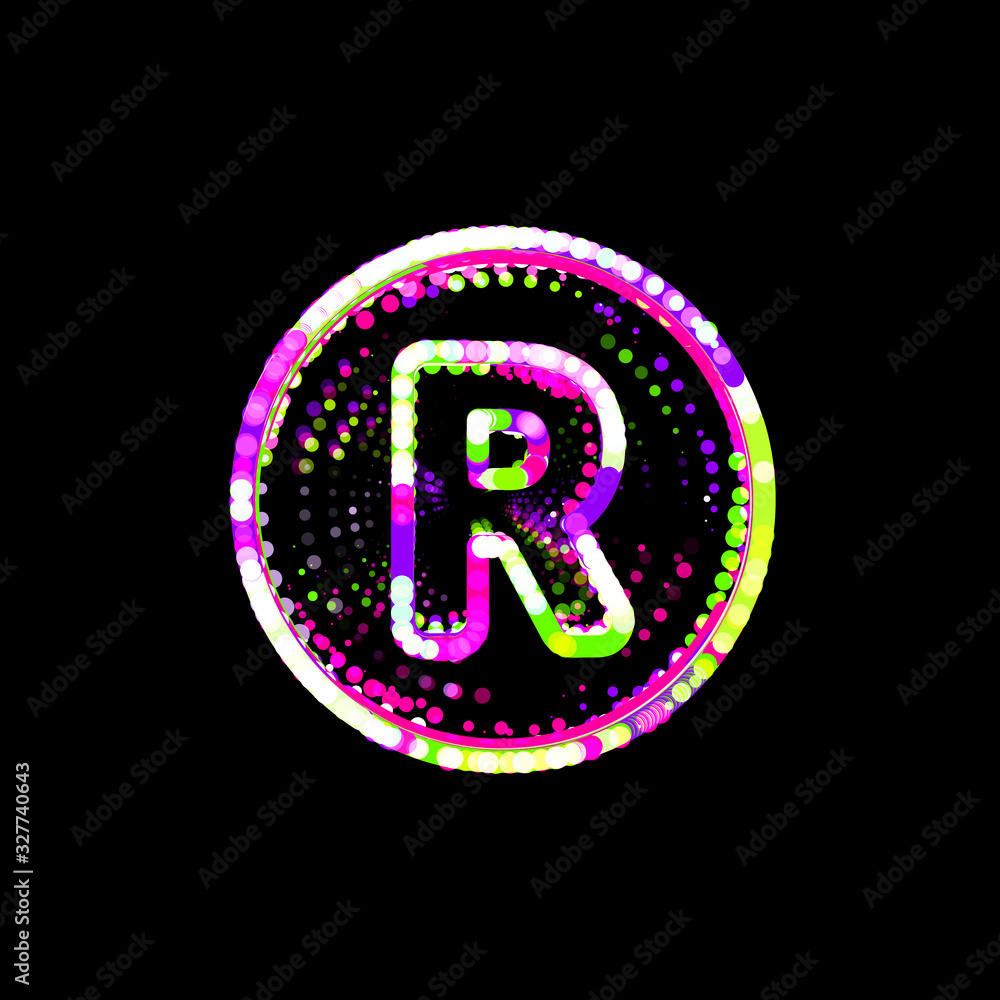 Symbol registered from multi-colored circles and stripes. UFO Green, Purple, Pink