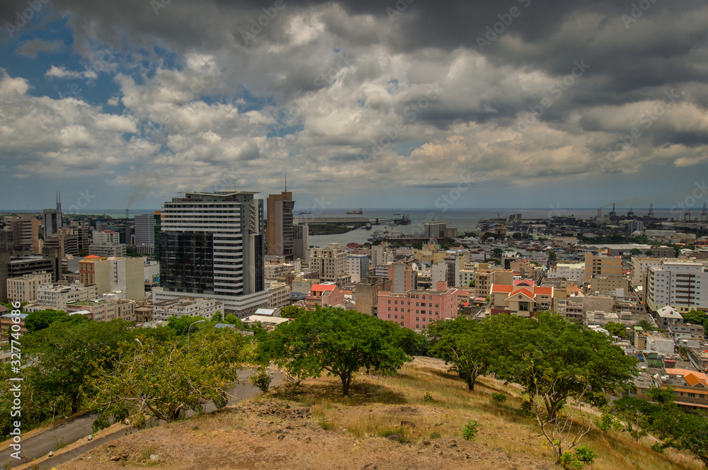 Authentic view over Port Louis, the capital of the wonderful island Mauritius.