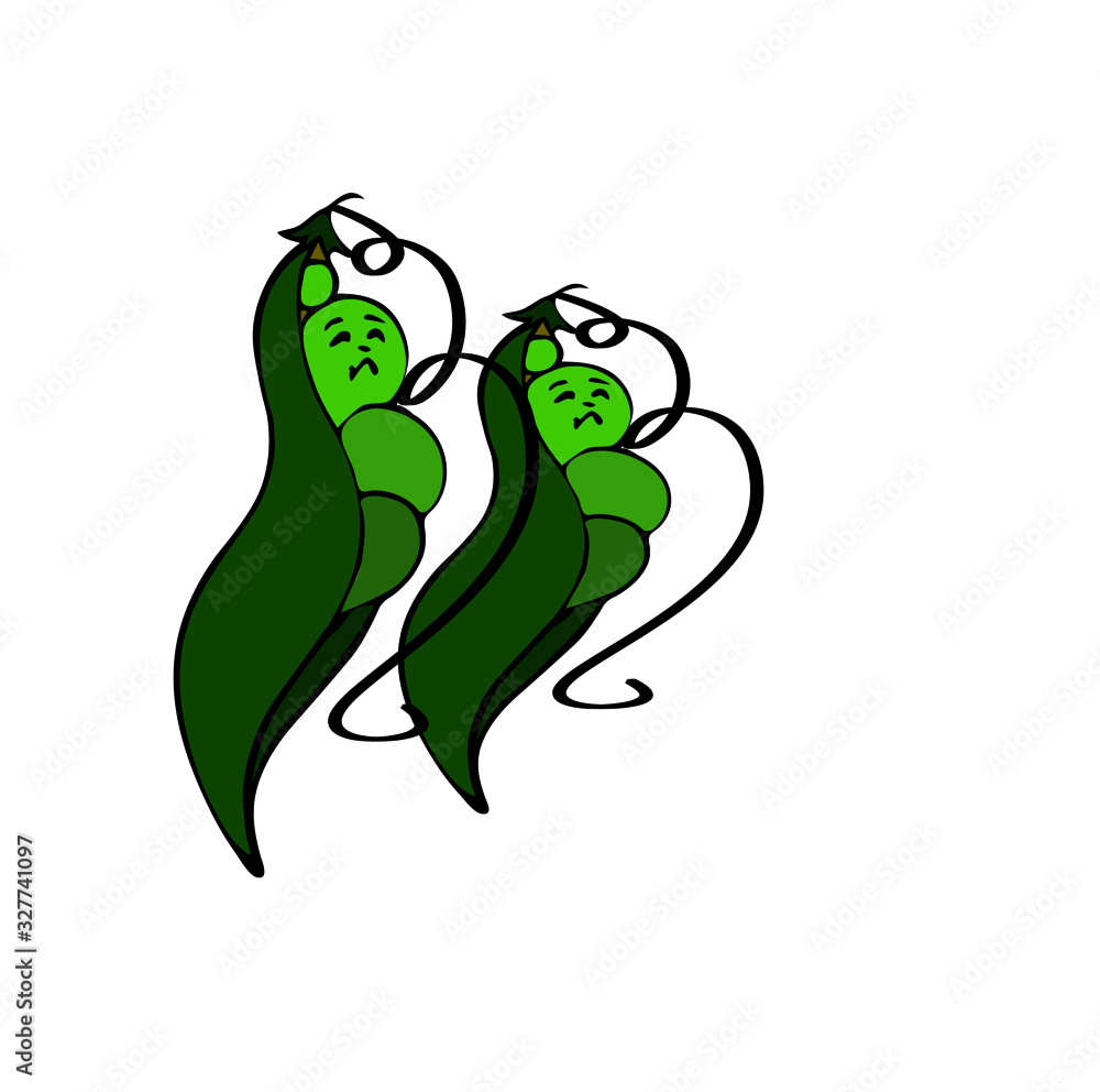 Fototapeta premium vector illustration green peas cartoon.funny green vegetable.