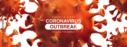 Coronavirus outbreak in Wuhan, China. Novel Coronavirus Alert outbreak in China. Virus Covid 19-NCP. Spread around the world Background with 3d illustration of corona virus.