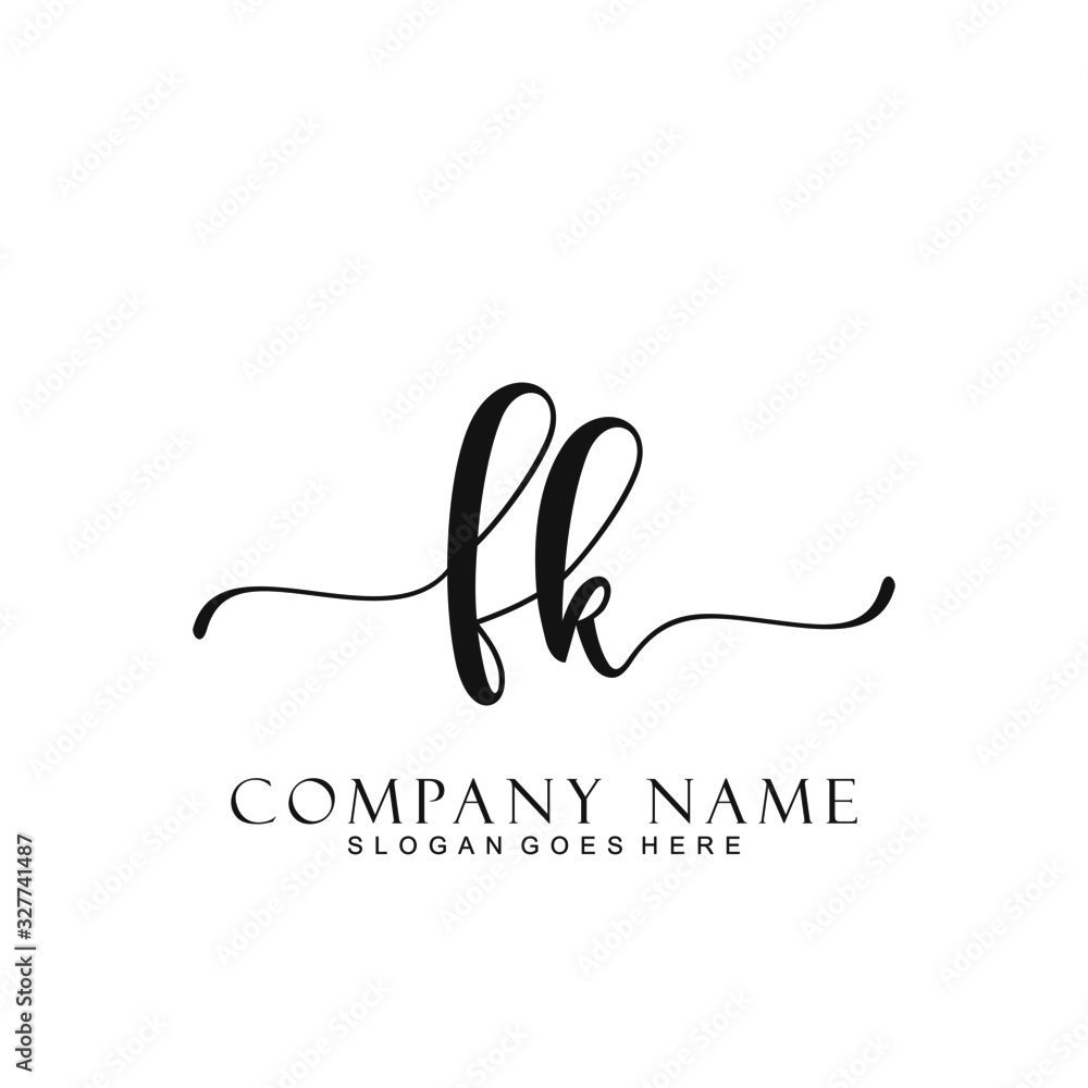 Initial letter FK handwriting logo template Stock Vector | Adobe Stock
