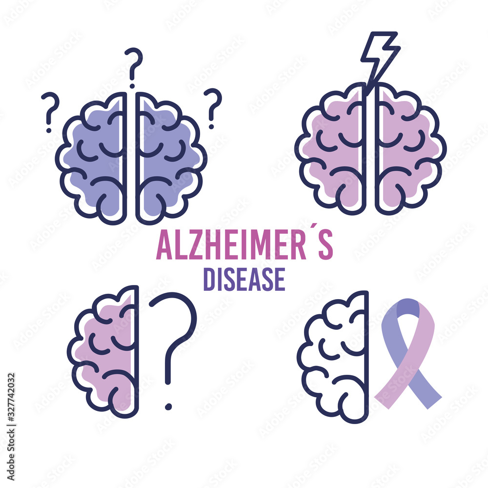 world alzheimer day with brains and ribbon vector illustration design ...