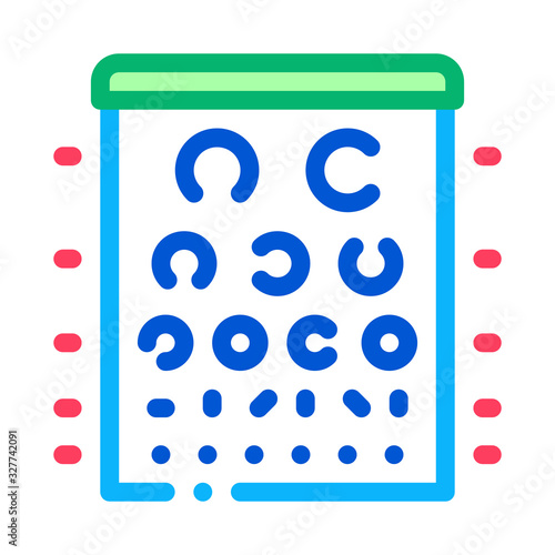 Eyes Ophthalmic Test Chart Icon Thin Line Vector. Medical Visual Examination Test Concept Linear Pictogram. Eyesight Measuring Exam Color Symbol Illustration