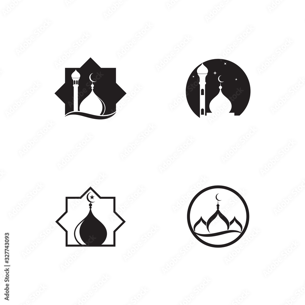 set of islamic mosque logo vector icon set of islamic mosque logo vector icon