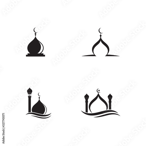set of islamic mosque logo vector icon