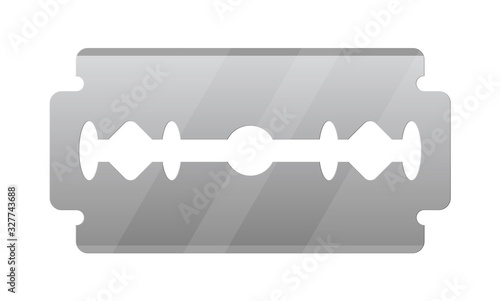 Stainless steel razor blade isolated over white background. Brushed metal razor icon. Vector illustration