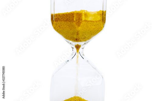 Transparent sandglass or hourglass
