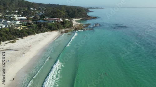 Wallpaper Mural Aerial view of the town of Huskisson along the beautiful waters of Hyams Beach known for its vibrant white sand, at Jervis Bay on the New South Wales South Coast, Australia, on a sunny day  Torontodigital.ca