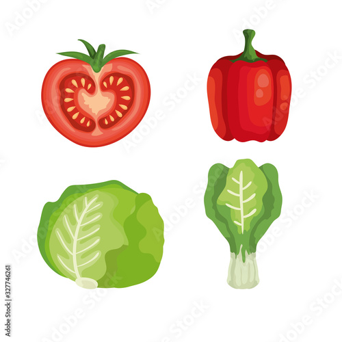 set of fresh and healthy vegetables vector illustration design