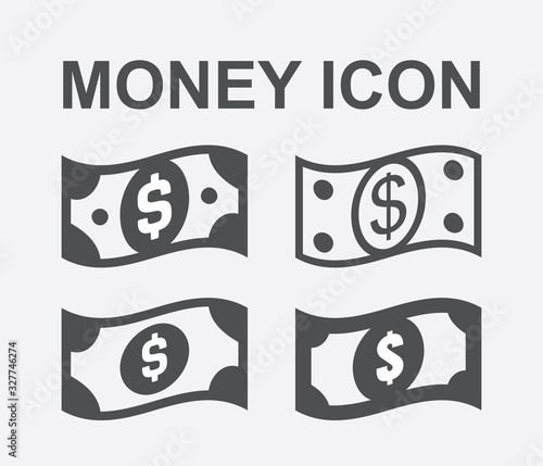 Money Icon Collection, Cash Dollar Vector Illustration
