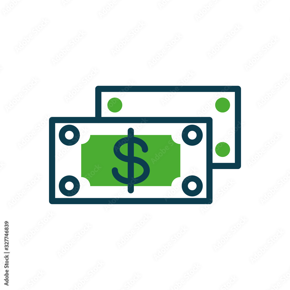 money bills icon, half color style money bills icon, half color style