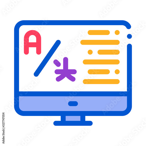 Computer Translation Program Icon Thin Line Vector. Online Learning Or Dictionary On Computer Screen Color Symbol Illustration
